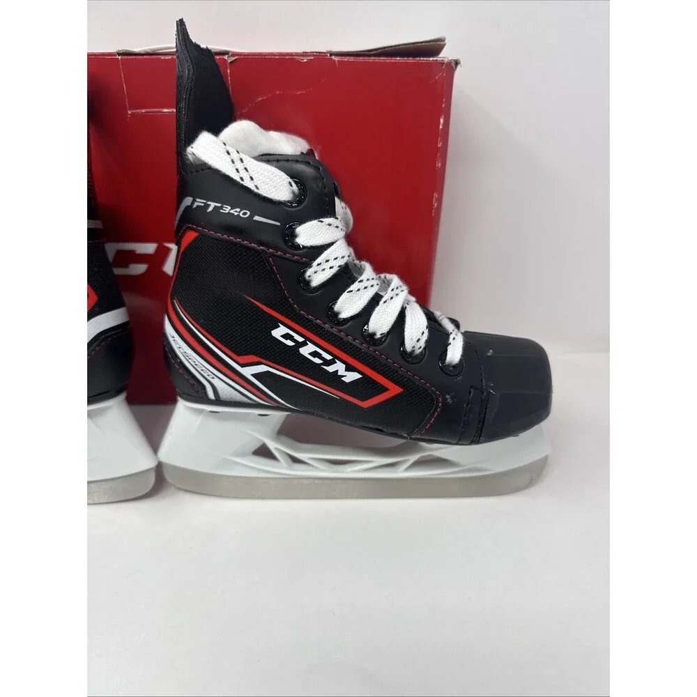 CCM FT340 YOUTH 12 D YT Jet speed Ice Hockey Player Skates BOX NICE Red Black